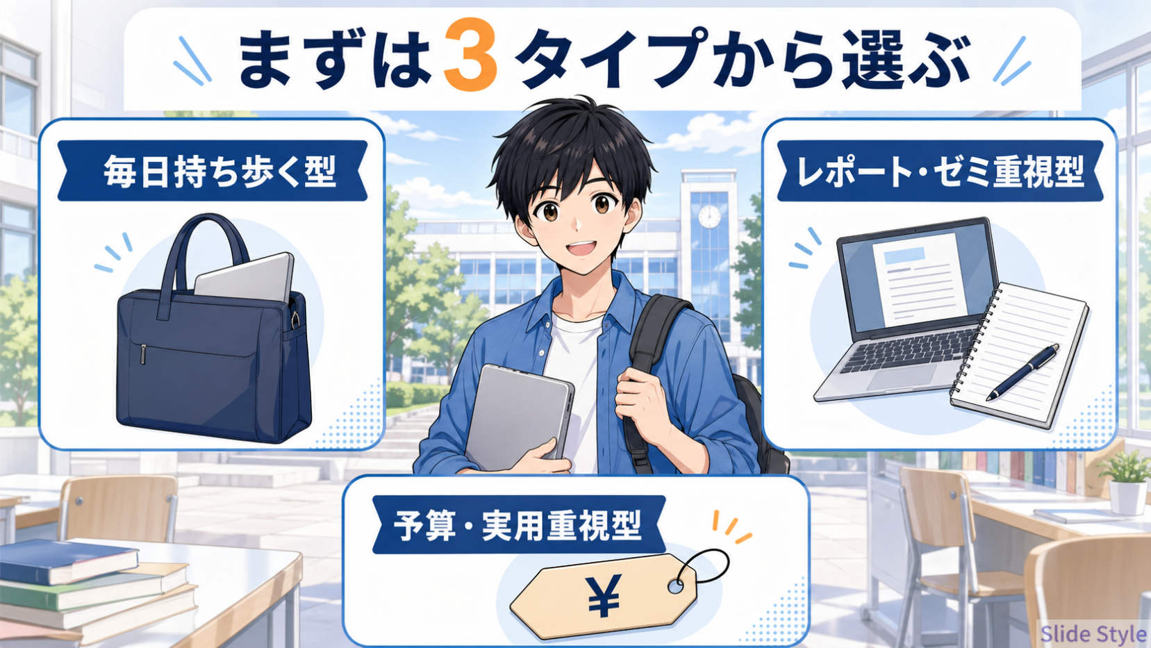 文系大学生向けPCの3タイプ