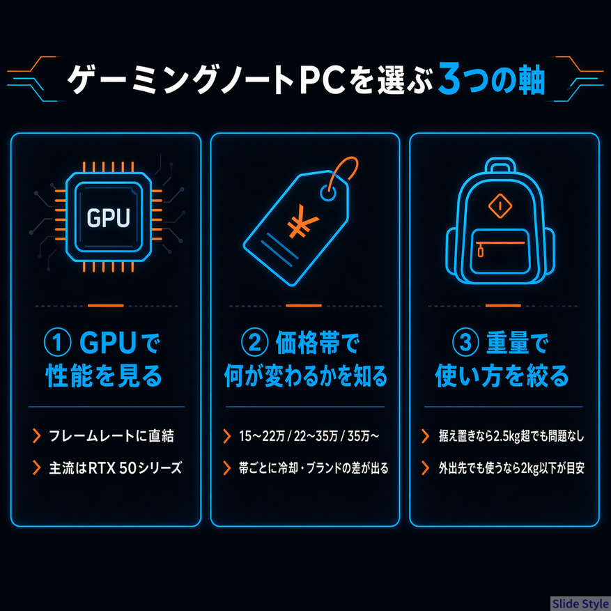 PC選び3つの軸
