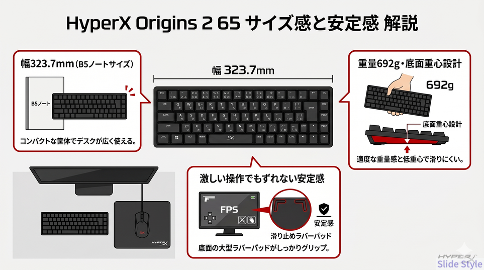 キーボードサイズ感と安定性解説