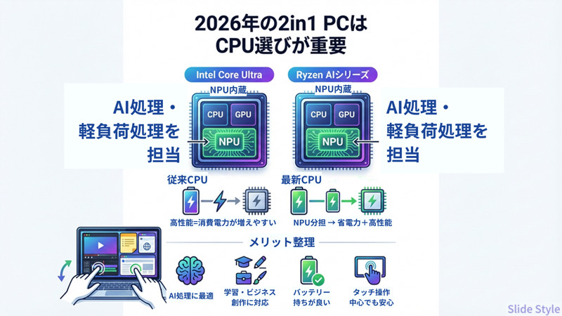 2026年の2ins1 PCは CPU選びが重要小